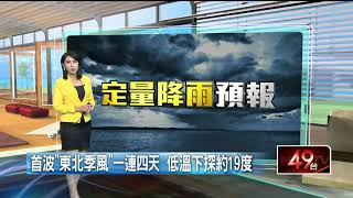 首波「東北季風」一連四天！ 低溫下探約19度