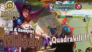 Build & Gameplay Milady ~ Always Op In Midlane ~ Quadrakill !! ~ Honor Of Kings HOK KOG