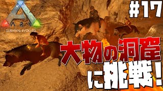 【ARK Survival Evolved】#17 溶岩だらけの危険な地形で有名な大物の洞窟にテイムしたウルフで挑戦！【げまげま】