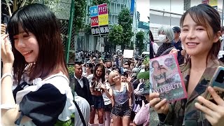 現役セクシー女優参加❤水着撮影会中止への反対デモパレード☆渋谷スクランブル交差点