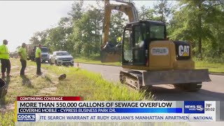 More than half a million gallons of sewage overflows into Halls Mill Creek