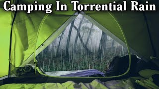 Camping In The Rain, Tent, Heavy Rainstorm, Forest, ASMR