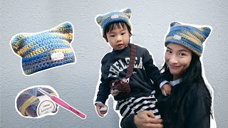 猫耳帽的钩织方法 | How to crochet a cat hat | 钩针编织教学分享