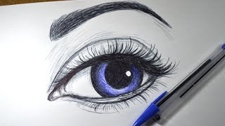 Como desenhar Olho realista simples com Caneta