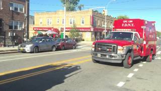 FDNY TOWER LADDER 124 \u0026 FDNY CPC-124 TAKING UP FROM PITKIN AVENUE IN EAST NEW YORK, BROOKLYN IN NYC.