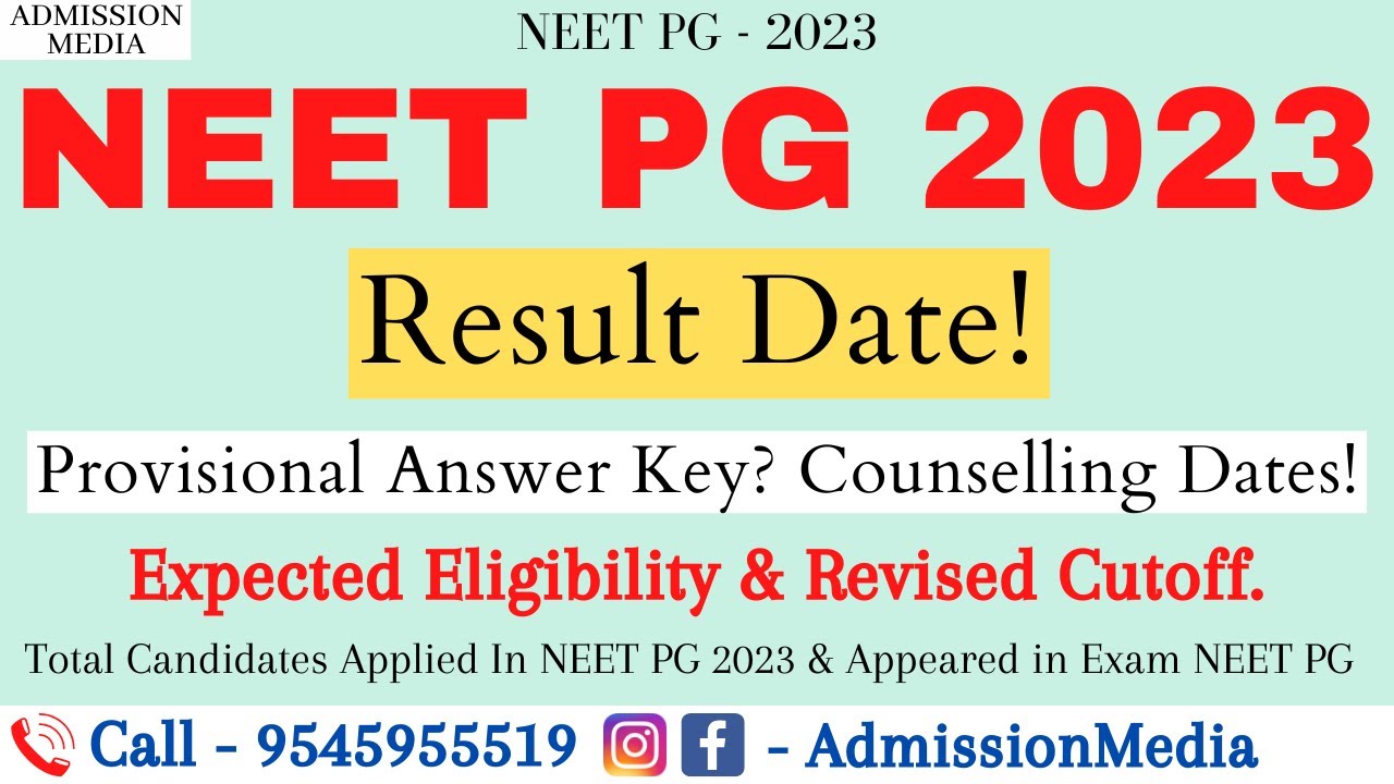 NEET PG 2023 Result Date | Eligibility Score | Revised Cutoff ...