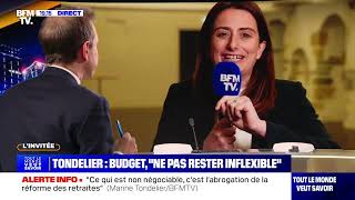 Marine Tondelier explique sur BFM TV la présence des Ecologistes à la réunion sur le budget à Bercy