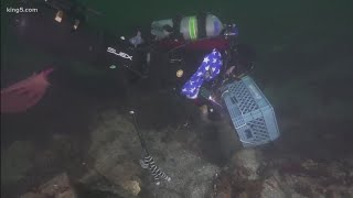 Diver cleans up batteries from old Puget Sound boat wreck