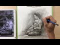 pencil drawing sketch say diev khmer woman