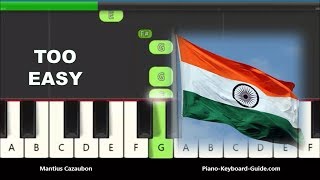 Jana Gana Mana Right Hand Slow Very Easy Piano Tutorial - India National Anthem