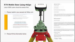 RTK Mobile base Using RTK2GO Leica GNSS GS05 Captivate