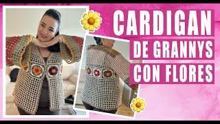 🌼 Cardigan de Grannys con Flores / Cómo tejer 🫶 Yo Tejo con LAURA CEPEDA