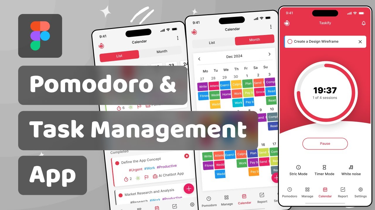 Figma App Design: Pomodoro Timer & Task Manager Tutorial | Learn How To ...