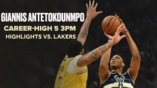 Giannis Antetokounmpo Hits Career-High 5 3PTs In Statement Win Over Lakers