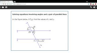 Solving equations involving angles and parallel lines