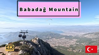 Babadağ Teleferik Ölüdeniz Cable Car in Fethiye Turkey - 4K Mountain Tour watching the Paragliders