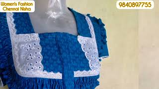 How to Gathering frill nighty cutting and striching with zip type /Burma nighty frill type xxl size