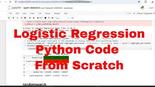 Email Spam Detection with Logistic Regression (LR) classifier Python Code from Scratch #python # LR
