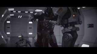 The Mandalorian Fights The Security Droids Scene - The Mandalorian