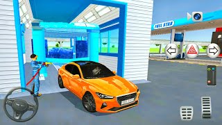 Orange Sedan On Car Wash - 3D Car Driving Class Simulation #7 - Android Gameplay