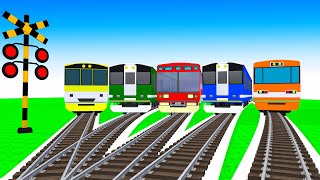 【踏切】でこぼこ線路を走る京急や山手線の電車【カンカン】 | 踏切アニメ Railroad Crossing Animation