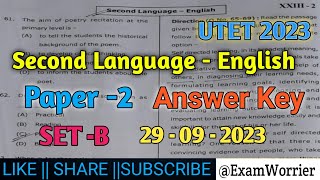 UTET 2023 ANSWER KEY SECOND LANGUAGE - ENGLISH ||PAPER -2||utet Answer key |#utetpaper2 #utet