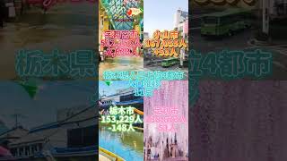 栃木県人口上位4都市9月→11月人口推移！#地理系はエンタメ #地理系 #地理 #栃木県#人口減少 #宇都宮市#小山市#栃木市#足利市#人口推移