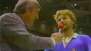 Miloslav Mecir on court interview after defeating Connors in Philadelphia