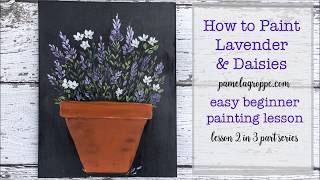 Easy Paint Lavender \u0026 Daisies in Terra Cotta Pot