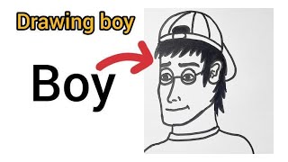 Very Easy Boy drawing step by step | How to draw boy turn word into boy