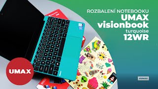 Tyrkysový notebook UMAX Visionbook 12Wr Turquoise / Lehký / Samolepky na ozdobení / Pro studenty