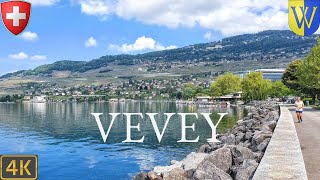 Walking Vevey Switzerland 🇨🇭 | 4K Lake Shore Walk