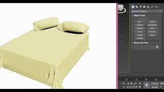تصميم (مودلنج) سرير ومخدات ومفرش (ملاية) ثري دي ماكس 3d max