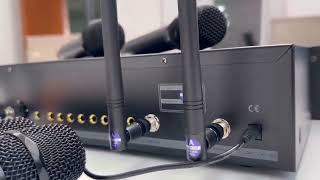 cordless professional handheld 8 channel uhf wireless microphone karaoke built in DSP