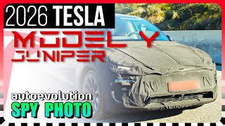 SPY SHOTS:  2026 Tesla Model Y Juniper // Spied in Europe, secrets revealed