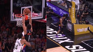 Devin Booker dunks over Giannis Antetokounmpo after the whistle and flexes on him 😮 Bucks vs Suns G5
