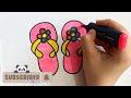 How to draw and color cute slippers  Slippers Drawing, Painting And Coloring For Kids And Toddlers