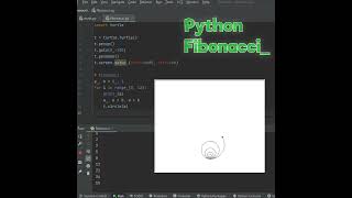 Python code with turtle graphics library to shows Fibonacci Series.