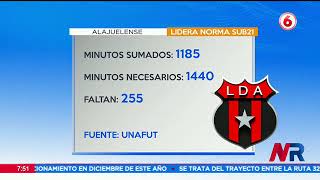 Estos son los minutos que le faltan a Alajuelense para cumplir norma sub 21