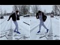 Blueface Draws His Name By Crip Walking In The Snow