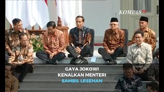 Gaya Jokowi Kenalkan Kabinet Indonesia Maju Sambil Lesehan