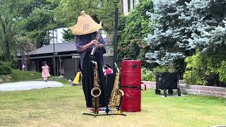 #サックス侍    名古屋鶴舞公園　#路上Live    緑の公園に映えるサックスの音色🎷