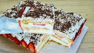 Cake WITHOUT baking in a few minutes! Strawberry + banana! Delicious recipe! #139