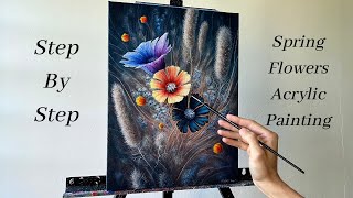 How to PAINT Spring Flowers | ACRYLIC PAINTING 🌼
