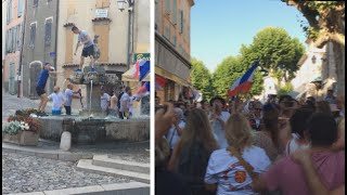 Į šventinį siautulį patekęs lietuvis nufilmavo, kas dėjosi Prancūzijos miestelyje