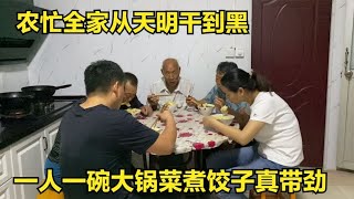 农忙季节到了，全家从明干到黑，晚上一人一碗大锅菜煮饺子真带劲