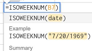 Find the Week Number in Google Sheets with the ISOWEEKNUM Function