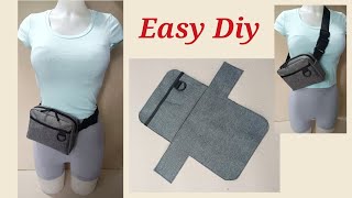 EASY FANNY PACK SLING BAG MAKING SEWING TUTORIAL STEP BY STEP | BAG CUTTING AND STITCHING