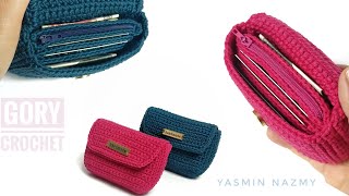 كروشيه محفظه بخمسه جيوب موديل عملي وسهل crochet wallet