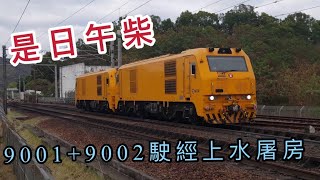 [是日午柴]港鐵大連柴油機車9001+9002駛經上水屠房